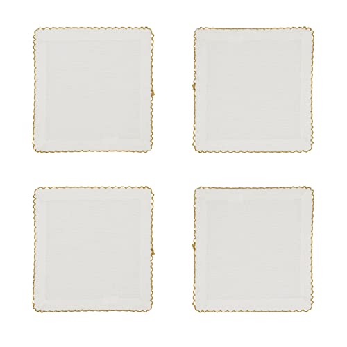 SARO LIFESTYLE Whip Stitched Table Napkins (Set of 4), Gold, 6" (1442.GL6S)