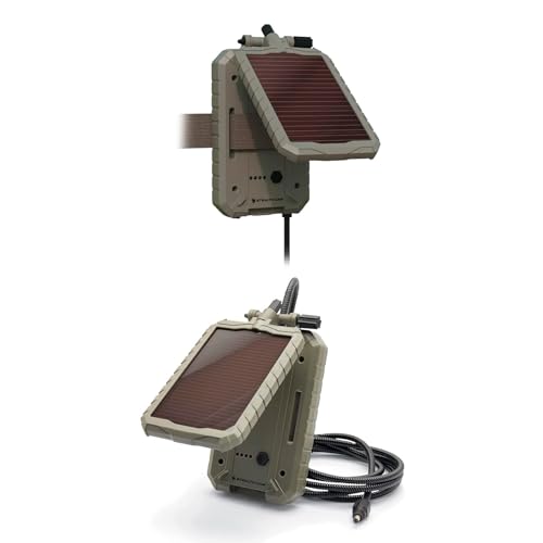 Stealth Cam Durable Sol-Pak Solar Battery Pack, 12V Solar Power Panel, Rechargeable Battery & 10ft Insulated Cable, Compatible with All Wireless/Cellular Trail Cameras - 3000 mAh