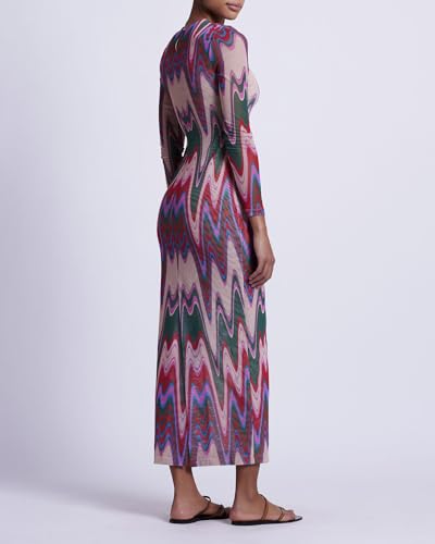 PATBO, Wave Printed Tulle Maxi Dress, XL, Multi