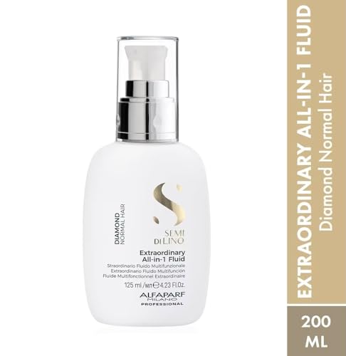 Alfaparf Milano Semi Di Lino Diamond Extraordinary All-in-1 Leave In Fluid - Anti-Frizz Detangling Spray, Leave In Conditioner, & Heat Protectant - For Added Shine & Softness - Vegan (4.23 fl. oz)