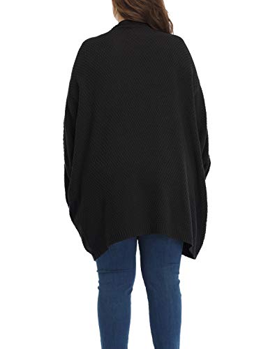Classic Plus Size Sweaters for Women Oversized Long Cardigans (Black, 1X)