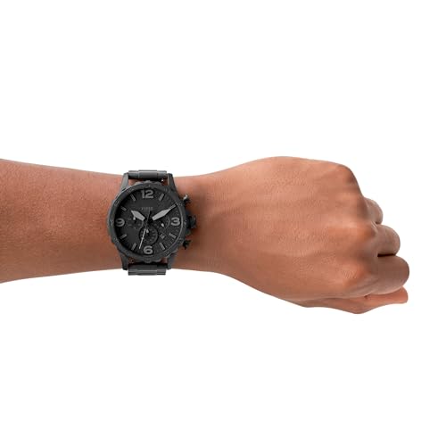 Fossil Men's Nate Quartz Stainless Steel Chronograph Watch, Color: Black (Model: JR1401)