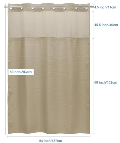 EUTXL Ivory Stall Hotel Shower Curtain with Detachable Liner - 230GSM Waffle Textured,Hotel Grade,Spa Like Bath Curtain,54W x 80H