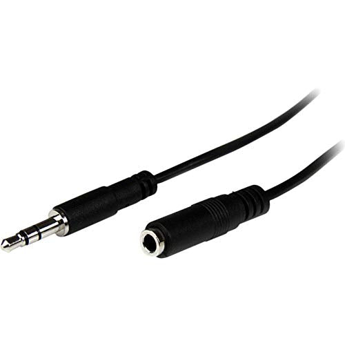 StarTech.com 2m Slim 3.5mm Stereo Extension Audio Cable - Male / Female - Headphone Audio Extension Cable Cord - 2x Mini Jack 3.5mm - 2 m (MU2MMFS) Black