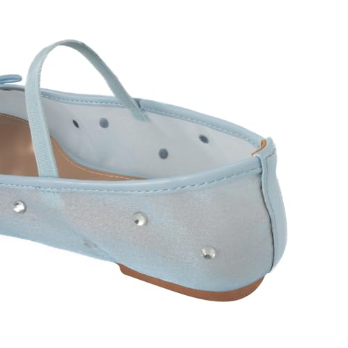 KaroNairy Crystal Mesh Ballet Flats for Women Stretch Band Snip Toe Ballerinas Flats Gem Mary Jane Sparkly Flats Blue10