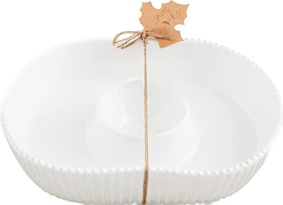 Mud Pie Pumpkin Chip and Dip Set, 9 1/2" x 12", White