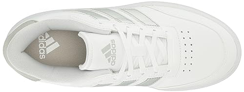 adidas Women's CourtBlock Sneaker, White/Silver Metallic/Grey, 7.5