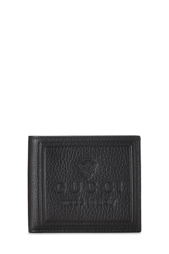 Gucci, Pre-Loved Black Leather Logo Bifold Wallet, Black