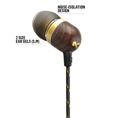 House of Marley Smile Jamaica: Wired Earphones with Microphone, Noise Isolating Design, and Sustainable Materials, Brass