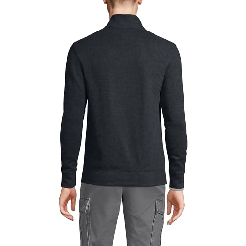 Lands' End Mens Bedford Rib Quarter Zip Sweater Dark Charcoal Heather Big and Tall 3xlt