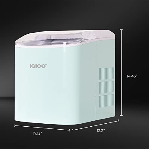 Igloo Electric Countertop Ice Maker Machine - Automatic and Portable - 26 Pounds in 24 Hours - Ice Cube Maker - Ice Scoop and Basket - Ideal for Iced Coffee and Cocktails - Aqua