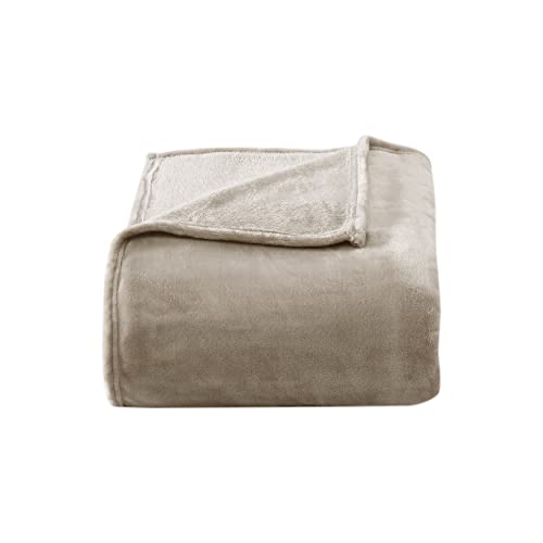 Poppy & Fritz Ultra Soft Plush Fleece Reversible Bedding, Lightweight Home Decor for All Seasons Blanket, Twin, Solid Beige