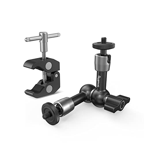 SMALLRIG Super Clamp w/ 1/4" and 3/8" Thread and 5.8 Inches Adjustable Friction Power Articulating Magic Arm with 1/4" Thread Screw for LCD Monitor/LED Lights - KBUM2730