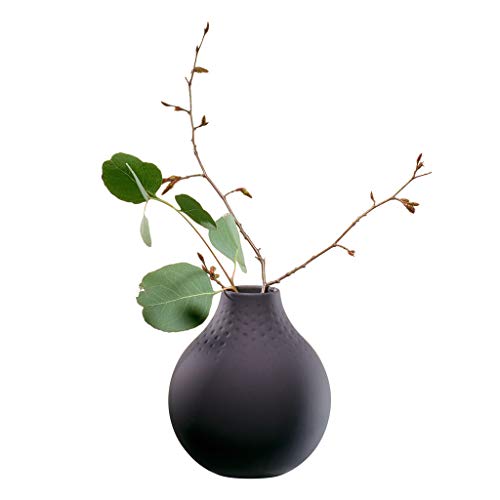 Villeroy & Boch Collier Noir Small Vase : Perle, 4.25 in, Black