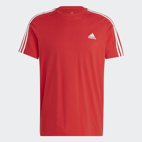 adidas Men's Essentials Single Jersey 3-Stripes T-Shirt, White/Shadow Violet, X-Large