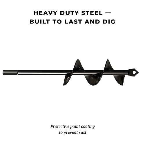 Auger Drill Bit for Planting 4 Pack – Garden Spiral Hole Drill and Bulb Planter Tool - Bedding Plants, Umbrella Holes – for 3/8 Inch Hex Drive Drill