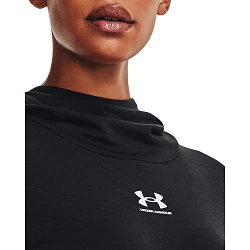 Under Armour Womens Rival Terry Funnel Long Sleeve Tunic, (001) Black / / White, X-Small