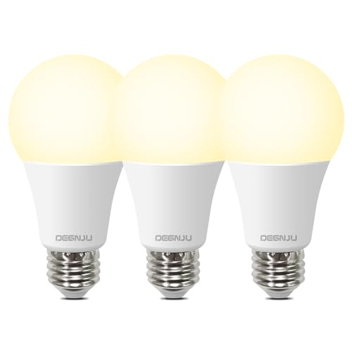 DEGNJU 100W Equivalent A19 5000K Daylight LED Light Bulbs, 1500 Lumens, E26 Base, Non-Dimmable, 13W Bright White for Bedroom Home Office, 3 Pack
