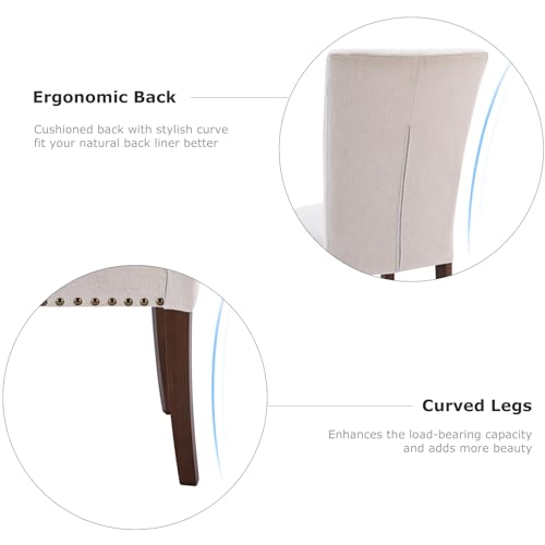 COLAMY 7-Piece Dining Table Set for 6, 60" Kitchen Wood Table with 6 Tufted Dining Room Chairs, Brown/Beige