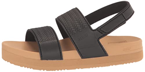 Reef Kids Girls Sandals, Little Water Vista, Black/Tan, 12