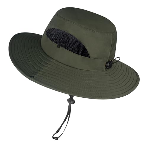 ZOORON Sun Hats for Men Women, Fishing Bucket Hats, Wide Brim UV Protection Waterproof Breathable Boonie Hats (1Pack-Army Green)