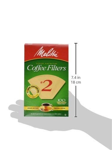 Melitta #2 Cone Coffee Filters, Unbleached Natural Brown, 100 Count (Pack of 6) 600 Total Filters Count - Packaging May Vary