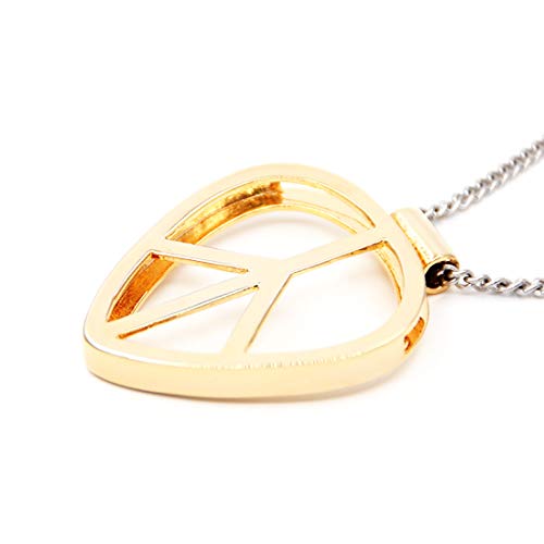 PICKRING Peace Shaped Guitar Pick Holder Necklace for Guitarists/Guitar Picks Keeper Storage Pendant Necklace Stainless Steel Music Lovers Musicians Gifts (Gold)