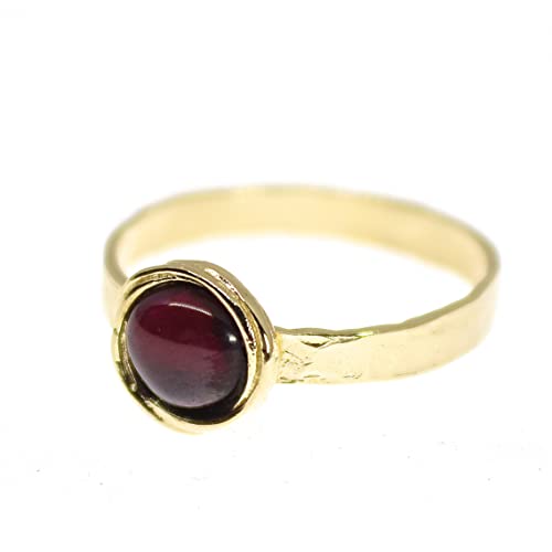 Garnet ring, Garnet gold ring, Red stone ring, 14k gold plating stone ring band, Stacking stone ring, Small stone gold ring (garnet, 9)