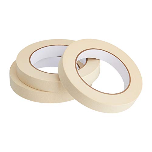 Amazon Basics Masking Tape, Pack of 3 Rolls, Beige, 0.7 Inch x 180 Feet