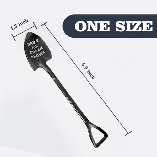 Gifts for Dad Stocking Stuffers for men dad father gifts Men Ice Cream Spoon Scoop for Ice Cream Lovers, Gifts for men Funny Engraved Stainless Steel Spoon Shovel, Birthday Fathers Gifts (Black)