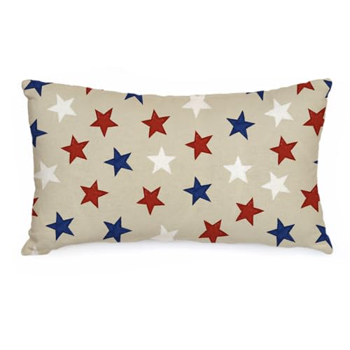 AACORS 4th of July Pillow Covers 18x18 Inch Blue Red White Stars Decor Patriotic Holiday Pillow Case Independence Memorial Day Decorations Outdoor for Sofa Couch AA545-18