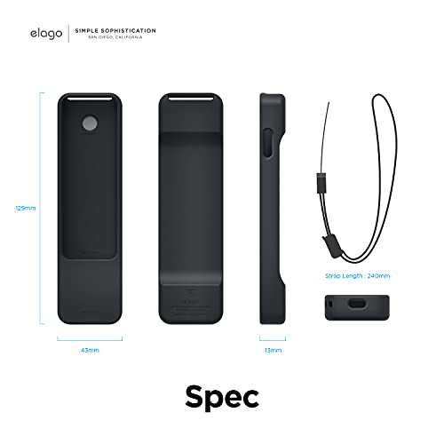 elago R1 Case Compatible with 2022 Apple TV 4K Siri Remote 3rd Gen, 2021 Siri Remote 2nd Gen- Magnet Technology, Lanyard Included, Full Access to All Functions [Black]