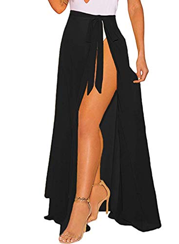 OmicGot Women’s Sarong Wrap Beach Skirt Sarong Swimwear Cover Up Swimsuit Wrap Black L-XL