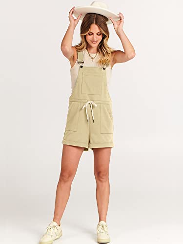 ANRABESS Women's Casual Overall Shorts Summer Shortalls Loose Bib Rompers Vacation Jumpsuit Beach Outfits Comfy Clothes White Large