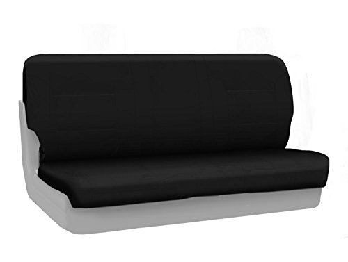 Coverking Custom Fit Front Solid Bench Seat Cover for Select Ford F-Series Models - Polycotton Drill (Black)