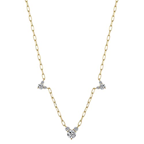 Amazon Essentials Disney Fine Silver Plated Cubic Zirconia Mickey Mouse Pendant Necklace, Silver, 16" + 2" Extender