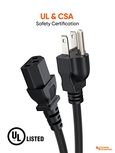 CableCreation [2-Pack] 1 Feet 18 AWG Universal Power Cord for NEMA 5-15P to IEC320C13 Cable, 0.3M / Black