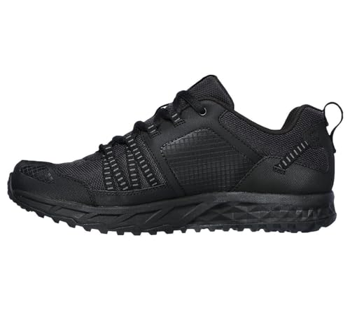 Skechers Men's Escape Plan Trainers, Black Leather Mesh Trim, 13