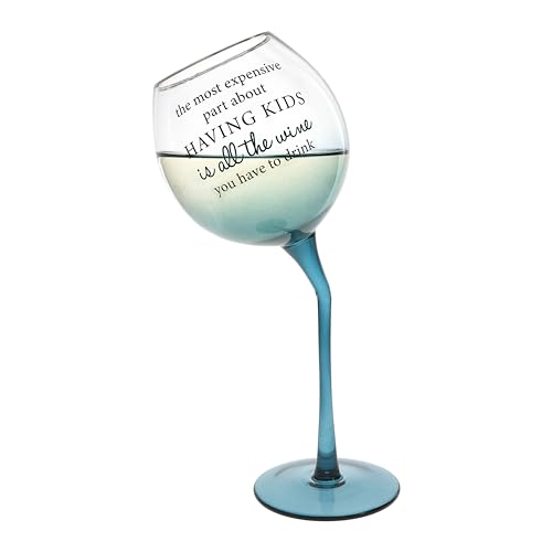 Pavilion - All The Wine You Have To Drink - 11 Oz Tipsy Stemmed Ombre Teal Wine Glass Unique Novelty Gag Gift Funny Mom Dad Humor Parenting Present