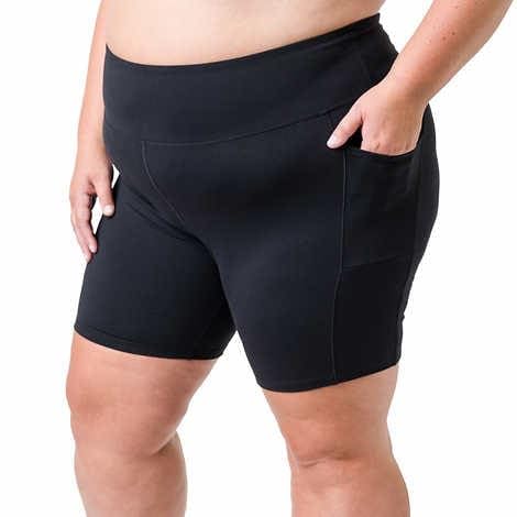 Tuff Athletics Women Biker Shorts Lycra High Rise with Side Pockets (Black, XS)