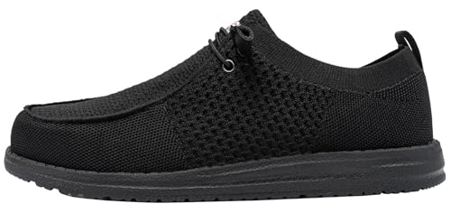 LARNMERN Steel Toe Loafers Women Slip On Work Safety Shoes Lightweight Comfortable Walking Sneakers Casual(7.5 Women, Black Pink)