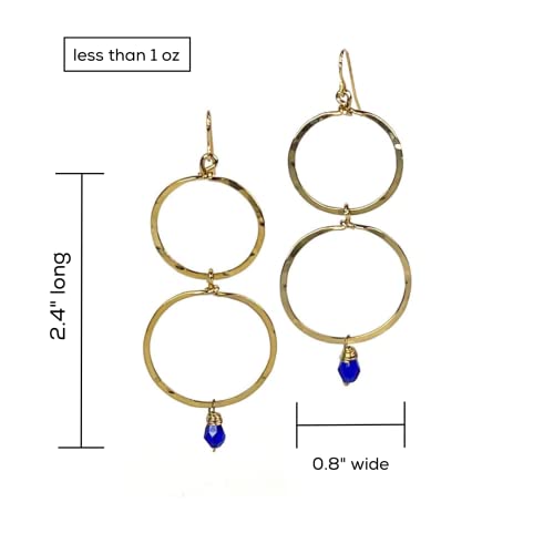 Colorful Beaded Dangle Fashion Earrings (Double Hoop Green)