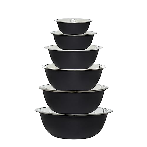 COOK WITH COLOR Stainless Steel Mixing Bowls - 6 Piece Stainless Steel Nesting Bowls Set includes 6 Prep Bowl and Mixing Bowls