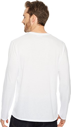 Lacoste Mens Long Sleeve Jersey Pima V-Neck T-Shirt T Shirt, White, Large US