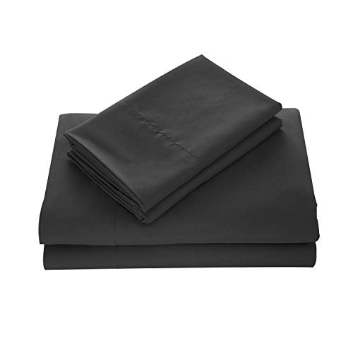 WAVVA Bedding Luxury 3-Pcs Bed Sheets Set- 1800 Deep Pocket, Wrinkle & Fade Resistant (Twin, Black)