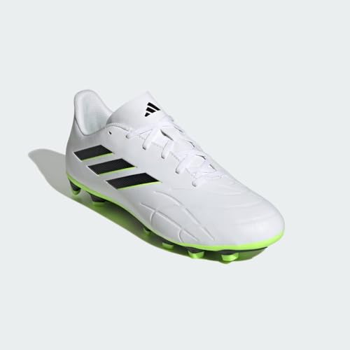 adidas Unisex Copa Pure.4 Firm Ground Sneaker, White/Core Black/Lucid Lemon, 4 US Men