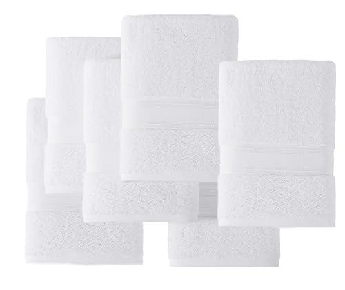 Lane Linen Luxury Bath Towels Set of 6 (24" x 48") - 100% Cotton Towels for Bathroom - Zero Twist, High Absorbency, Durable, Quick Dry Grey Towels Set - Super Soft Grey Bathroom Towels Set - Cool Grey