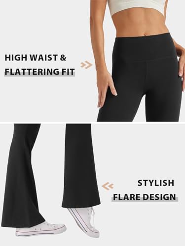 SEAJOJO Women's High Waist Bootcut Yoga Pants Tummy Control Workout Flare Leggings Black