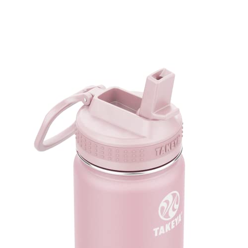 Takeya Actives Kids 14 oz Vacuum Insulated Stainless Steel Water Bottle with Straw Lid, Blush