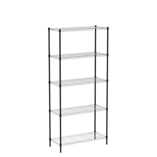 EZPEAKS 2 Pack Shelving - 5 Tier Storage Shelves, Metal Shelves Adjustable 30''W x 14''D x 47''H Garage Storage Shelves 150 LBS Loading Capacity Shelving Units with Liner Wire Rack
